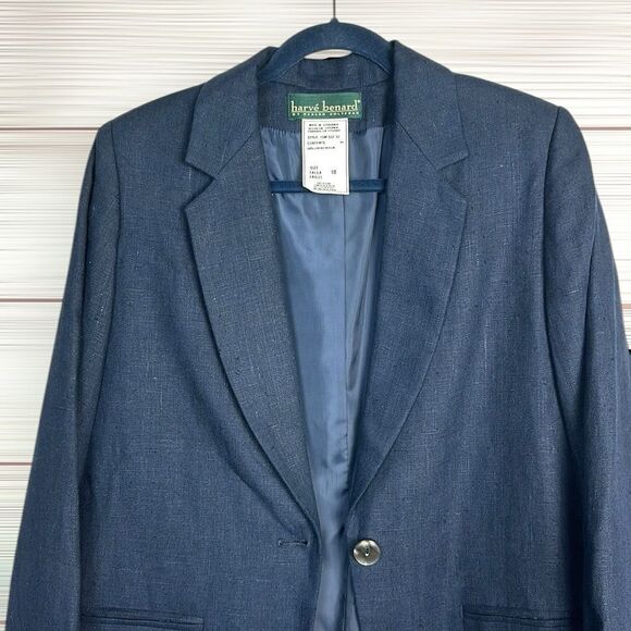 NWT Harve Benard Blue Linen Blazer Single Button Front  US 10 Vintage - Picture 4 of 12